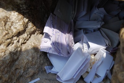 My note within The Western Wall